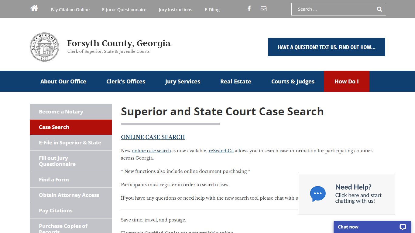 Superior and State Court Case Search - forsythclerk.com